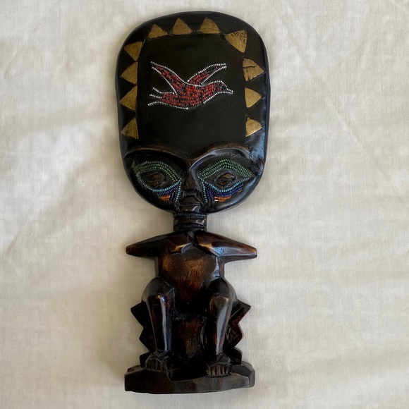 African Wooden Beaded Ashanti Fertility Doll from Ghana - Picture 2 of 3